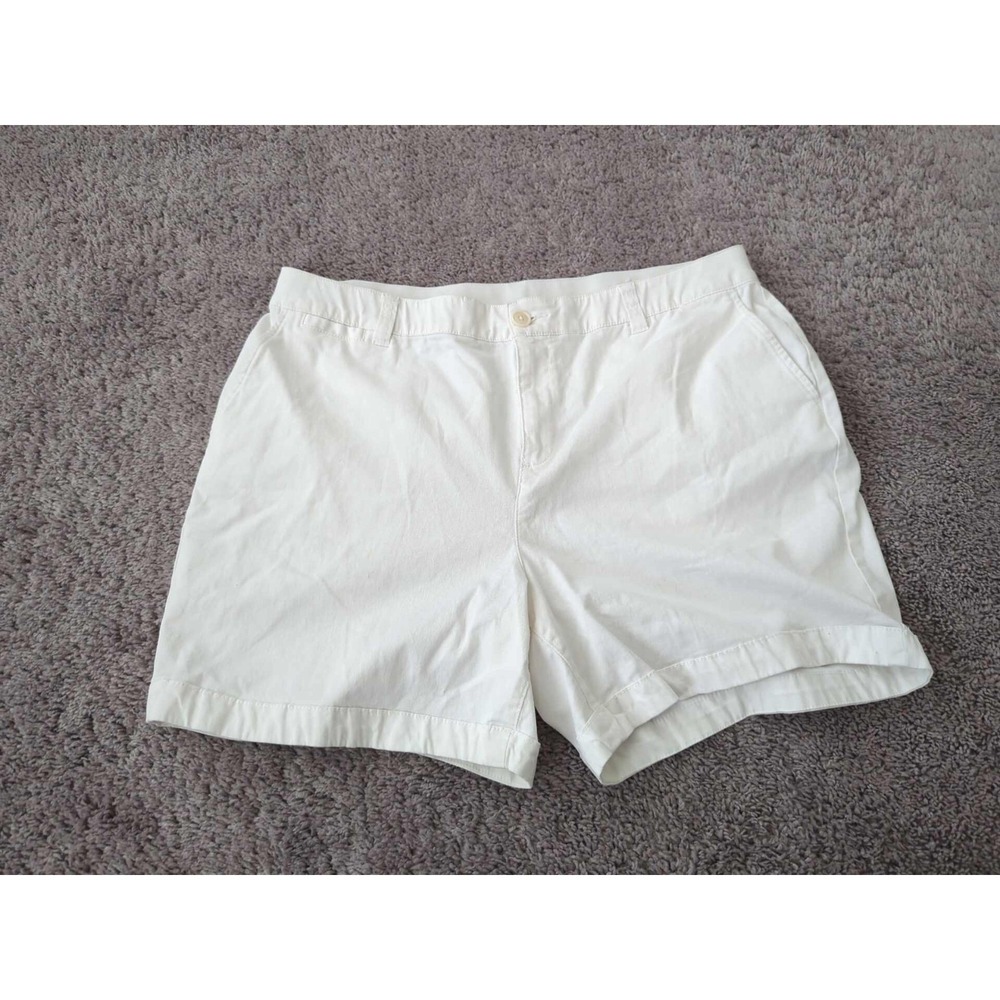 Lane Bryant‎ Chino Shorts Womens 18 PLUS White High Rise Stretch Classic Casual